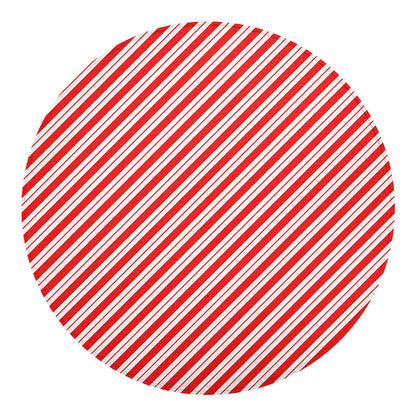 Red And White Candy Cane Stripes Print Round Blanket
