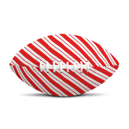 Red And White Candy Cane Stripes Print Rugby Ball