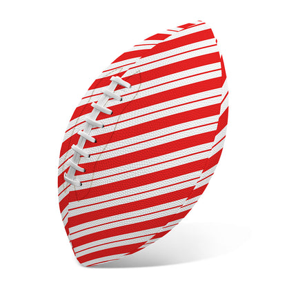 Red And White Candy Cane Stripes Print Rugby Ball