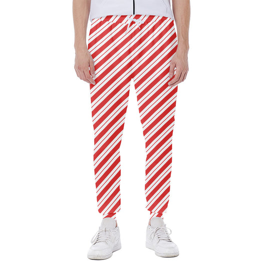 Red And White Candy Cane Stripes Print Scuba Joggers