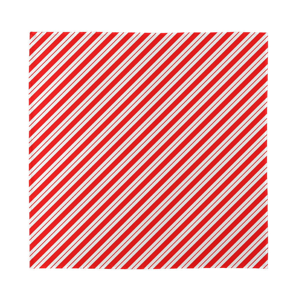 Red And White Candy Cane Stripes Print Silk Bandana