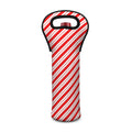 Red And White Candy Cane Stripes Print Single Neoprene Wine Tote