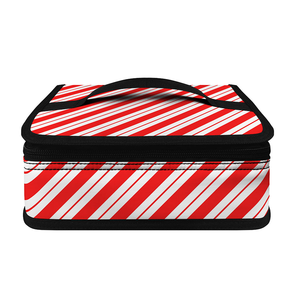 Red And White Candy Cane Stripes Print Small Lunch Bag