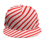 Red And White Candy Cane Stripes Print Snapback Cap