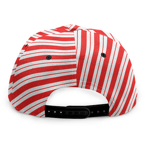 Red And White Candy Cane Stripes Print Snapback Cap