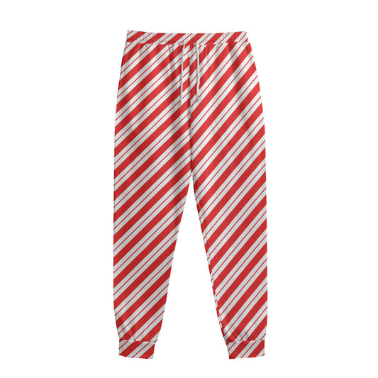 Red And White Candy Cane Stripes Print Sweatpants