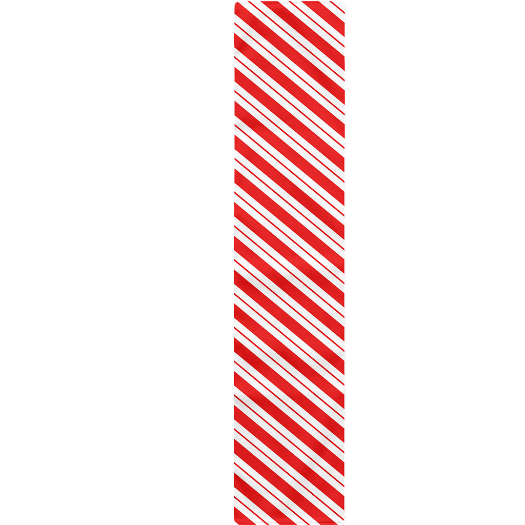 Red And White Candy Cane Stripes Print Table Runner