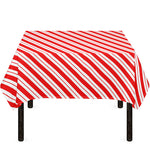 Red And White Candy Cane Stripes Print Tablecloth