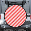 Red And White Candy Cane Stripes Print Tire Cover