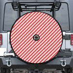 Red And White Candy Cane Stripes Print Tire Cover With Camera Hole