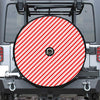 Red And White Candy Cane Stripes Print Tire Cover With Camera Hole