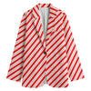 Red And White Candy Cane Stripes Print Women's Blazer