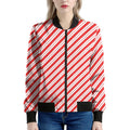 Red And White Candy Cane Stripes Print Women's Bomber Jacket