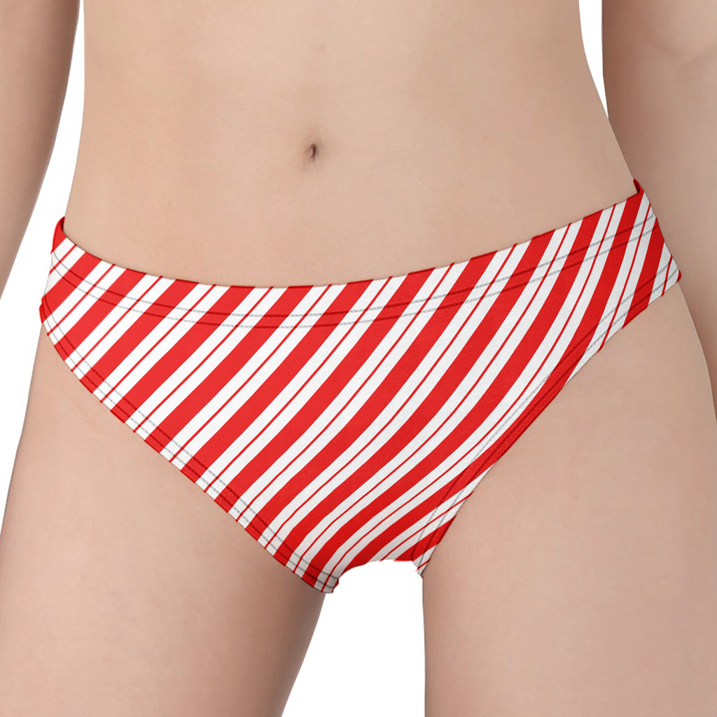 Red And White Candy Cane Stripes Print Women's Panties