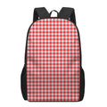 Red And White Check Pattern Print 17 Inch Backpack