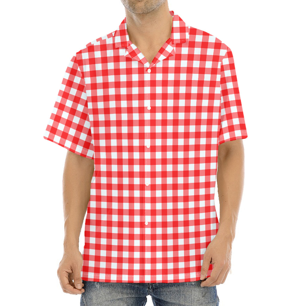 Red And White Check Pattern Print Aloha Shirt