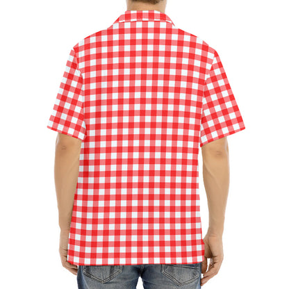 Red And White Check Pattern Print Aloha Shirt