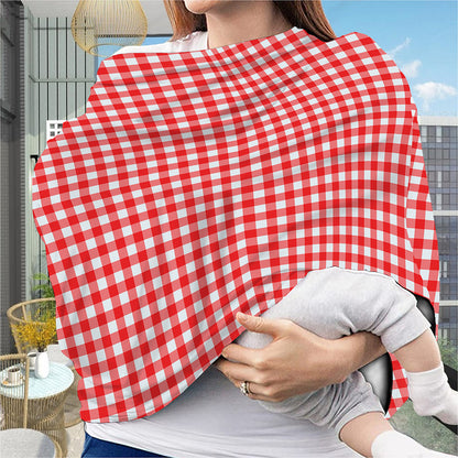 Red And White Check Pattern Print Baby Seat Cover