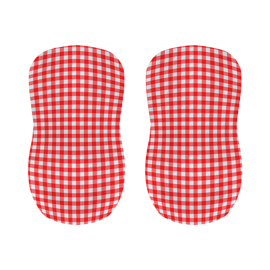 Red And White Check Pattern Print Bar Stool Covers