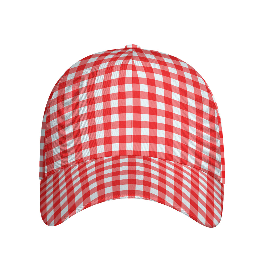 Red And White Check Pattern Print Baseball Cap