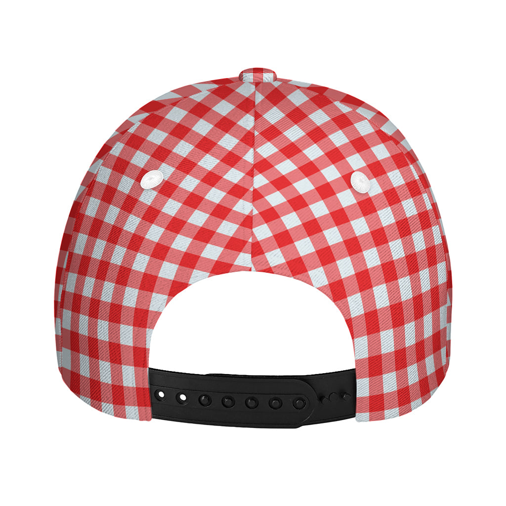 Red And White Check Pattern Print Baseball Cap