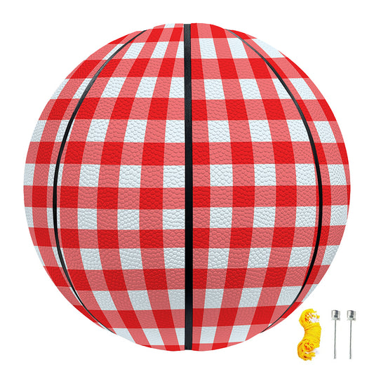 Red And White Check Pattern Print Basketball