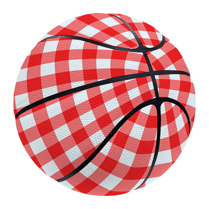 Red And White Check Pattern Print Basketball