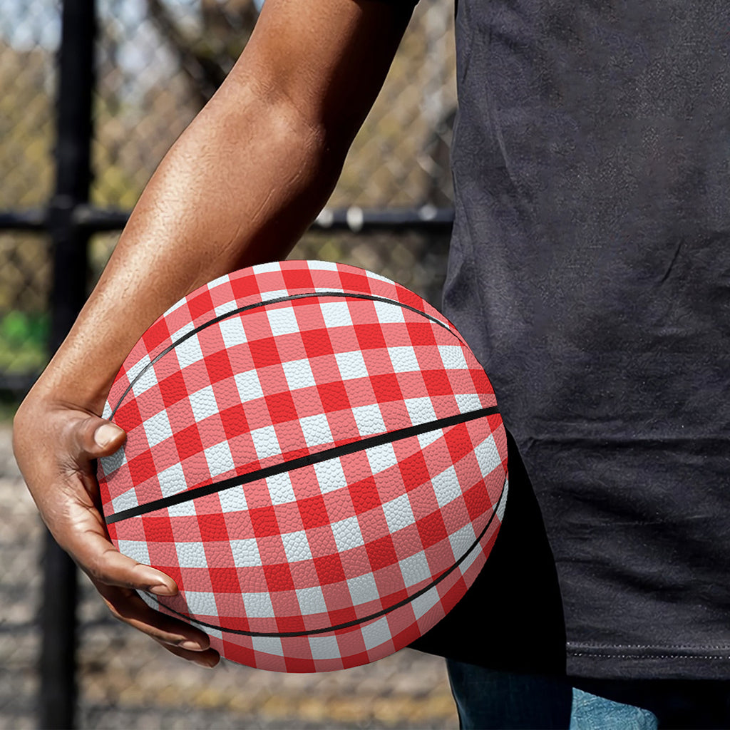 Red And White Check Pattern Print Basketball