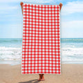 Red And White Check Pattern Print Beach Towel