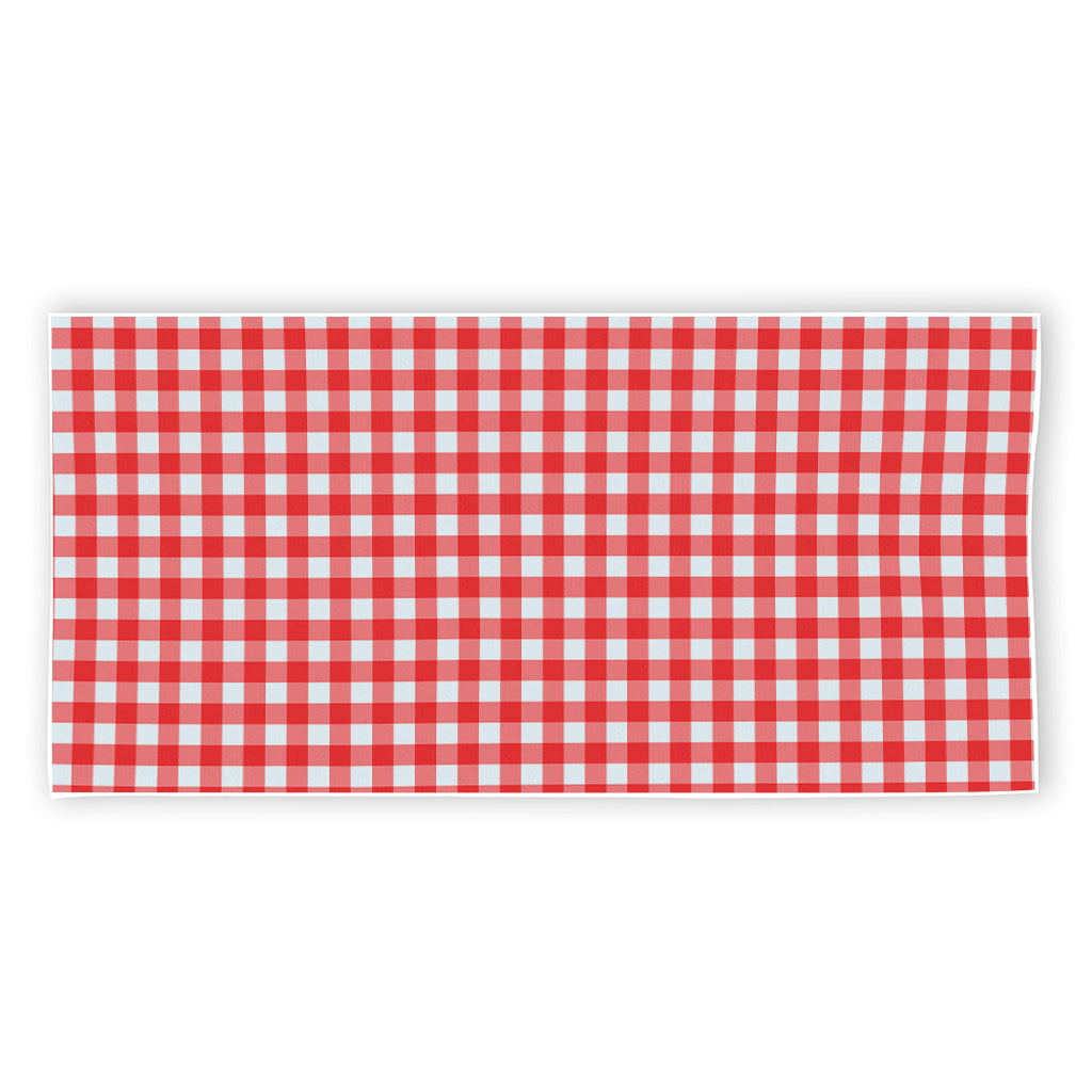 Red And White Check Pattern Print Beach Towel