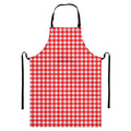 Red And White Check Pattern Print Bib Apron With Pocket