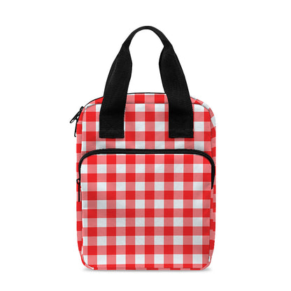Red And White Check Pattern Print Bible Tote Bag