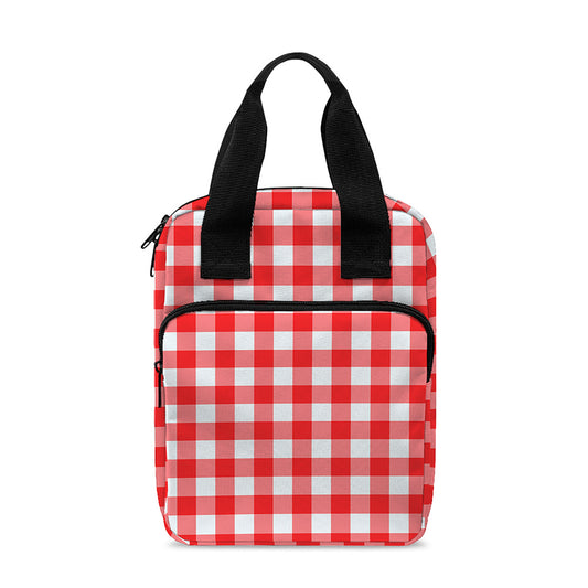 Red And White Check Pattern Print Bible Tote Bag