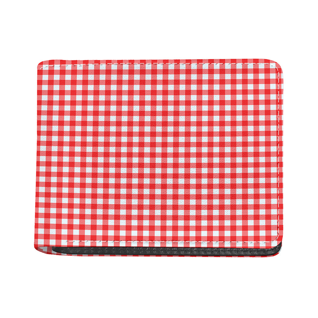 Red And White Check Pattern Print Bifold Wallet