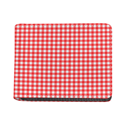 Red And White Check Pattern Print Bifold Wallet