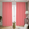 Red And White Check Pattern Print Blackout Pencil Pleat Curtains