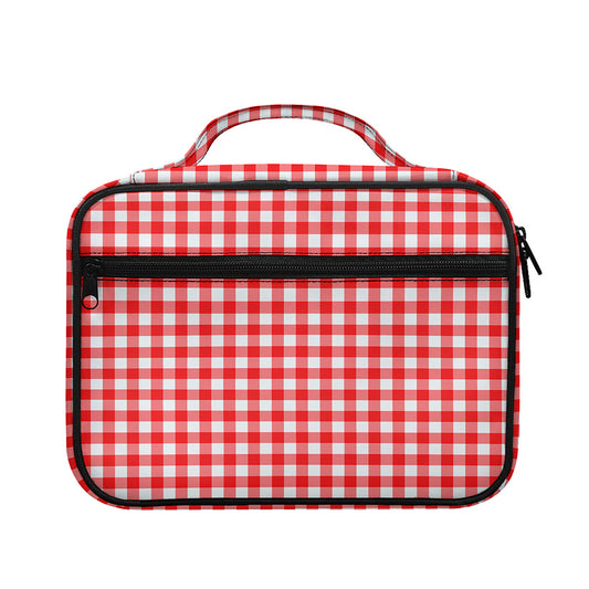 Red And White Check Pattern Print Briefcase Bible Bag