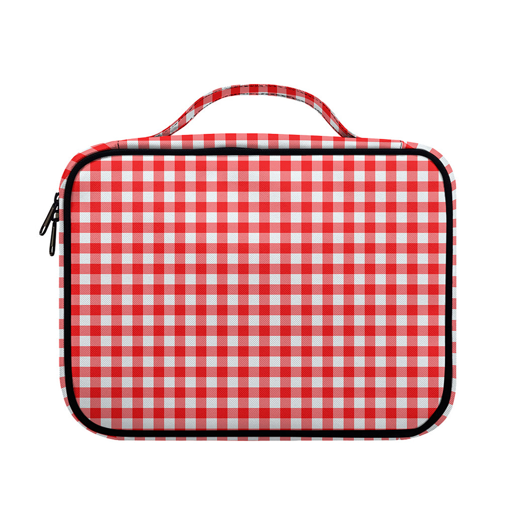 Red And White Check Pattern Print Briefcase Bible Bag