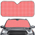 Red And White Check Pattern Print Car Windshield Sun Shade