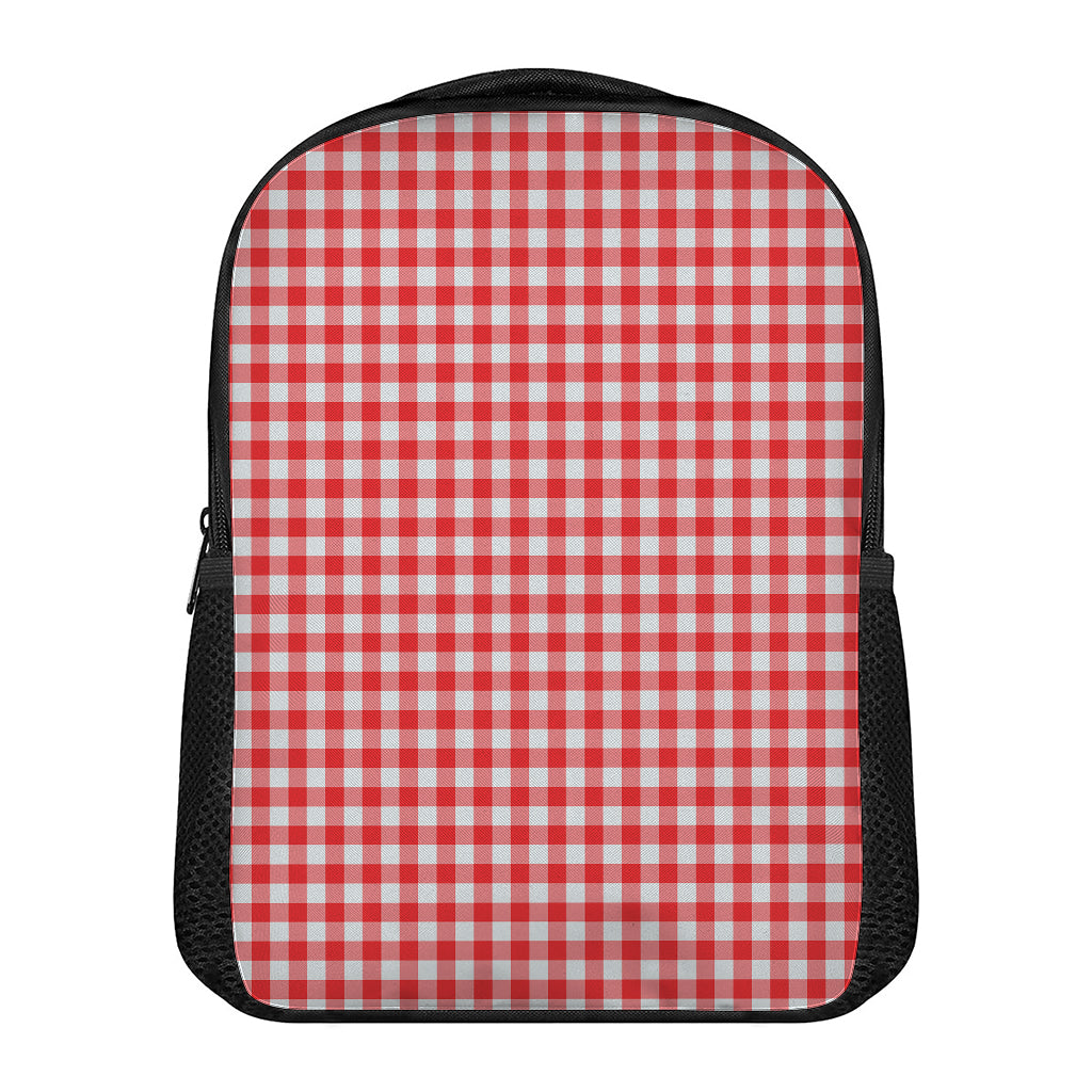 Red And White Check Pattern Print Casual Backpack