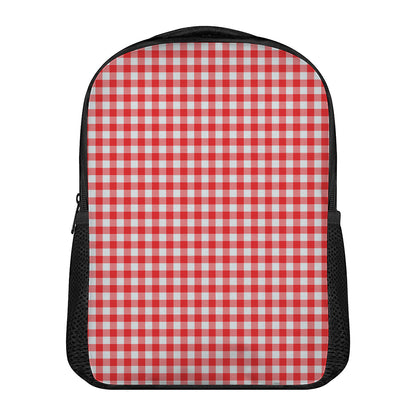 Red And White Check Pattern Print Casual Backpack