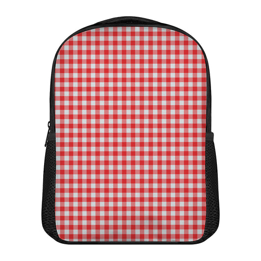 Red And White Check Pattern Print Casual Backpack