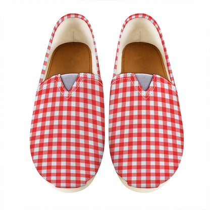 Red And White Check Pattern Print Casual Shoes