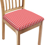 Red And White Check Pattern Print Chair Cushion Cover