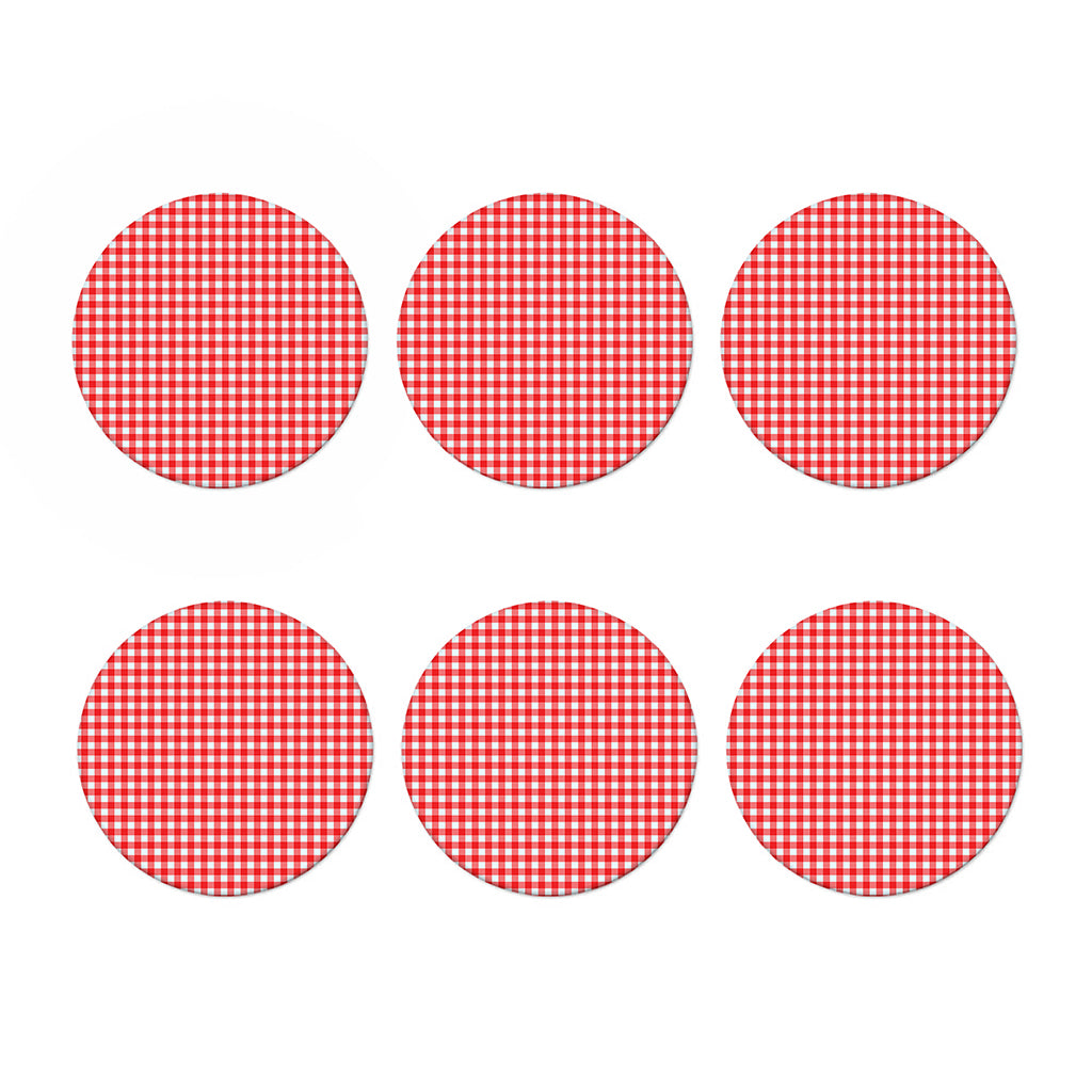 Red And White Check Pattern Print Coaster Set