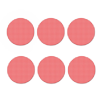 Red And White Check Pattern Print Coaster Set