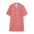 Red And White Check Pattern Print Cotton Hawaiian Shirt