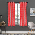 Red And White Check Pattern Print Grommet Curtain Panels