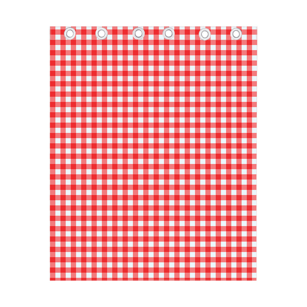 Red And White Check Pattern Print Curtain