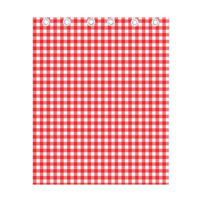 Red And White Check Pattern Print Curtain